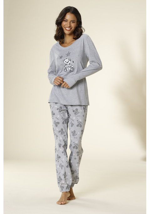 Bild: Pyjama von Vivance Dreams by Lascana: Pyjama mit Bärchen-Alloverdruck aus weicher Single Jersey-Qualität aus Baumwolle. Mit jedem Kauf eines Artikels aus Cotton made in Africa untestützt Du die Initiative.