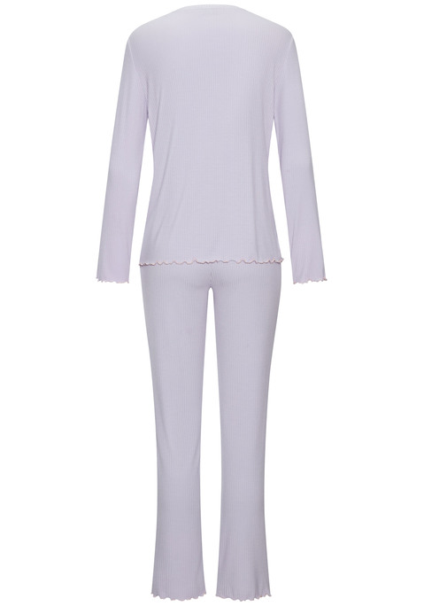 Bild: Pyjama von Vivance Dreams by Lascana: Pyjama aus Rippstrick von Vivance Dreams. Longsleeve mit Babylocknähten und Rundhalsausschnitt. Lange Hose mit Gummizugbund. Trageangenehme, weiche Viskosemischung.