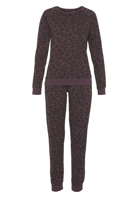 Bild: Pyjama von Vivance Dreams by Lascana: Pyjama mit allover Print, Raglanärmeln und kontrastbund an den Säumen. Angenehme Qualität aus 100% Baumwolle. Graumelange : 90% Baumwolle, 10% Polyester