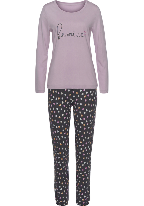 Bild: Pyjama von Vivance Dreams by Lascana: Pyjama von Vivance Dreams mit süßem Herzchendruck. Langarmshirt mit Rundhalsausschnitt und bequeme Schlafhose mit Alloverdruck. Aus 50% Viskose, 50% Baumwolle. ( (Mit jedem Kauf eines Artikels aus Cotton made in Africa unterstützt Du die Initiative))