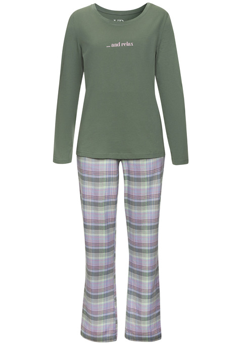 Bild: Pyjama von Vivance Dreams by Lascana: Pyjama von Vivance Dreams mit schlichtem Oberteil und Print auf der Vorderseite. Lange Hose mit seitlichen Eingrifftaschen und Tunnelzug. Angenehme Baumwollqualität.