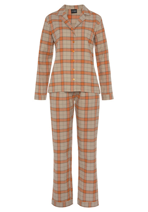 Bild: Pyjama von Vivance Dreams by Lascana: Klassischer Flanellpyjama von Vivance Dreams mit Reverskragen und durchgehender Knopfleiste. Lange Hose mit seitlichen Eingrifftaschen und Gummizugbund. Angenehme Baumwollqualität.