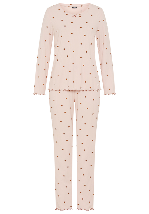 Bild: Pyjama von Vivance Dreams by Lascana: Pyjama aus Rippstrick von Vivance Dreams. Longsleeve mit Babylocknähten und Rundhalsausschnitt. Lange Hose mit Gummizugbund. Trageangenehme, weiche Viskosemischung.