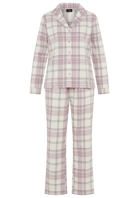 Bild: Pyjama von Vivance Dreams by Lascana: <h3>Klassischer Pyjama mit elegantem Flair</h3>
<p>
Der Pyjama von <strong>Vivance Dreams by Lascana</strong> kombiniert klassischen Stil mit modernem Komfort. Aus hochwertigem Baumwollflanell gefertigt, bietet er ein luxuriöses Tragegefühl und sorgt für eine angenehme Nachtruhe. Die durchgehende Knopfleiste und der Reverskragen verleihen dem Gesamtbild eine zeitlose Eleganz, während die geschlossenen Manschetten und eingearbeiteten Taschen praktische Details sind, die diesen Pyjama besonders machen.
</p>

<h4>Details und Pflegehinweise</h4>
<p>
Dieser Schlafanzug überzeugt durch seine klassische Passform und die lange Hose, die mit einem elastischen Bund und einem Bindeband ausgestattet ist. So wird ein individueller Sitz gewährleistet, der sich jeder Körperform anpasst. Die karierte Optik sorgt für einen stilvollen Akzent, während die Pflege in der Maschine einfach und unkompliziert ist. So bleibt der Pyjama auch nach mehreren Wäschen in hervorragendem Zustand.
</p>

<h4>Outfit-Tipps und Anlässe</h4>
<p>
Der Pyjama kann idealerweise mit gemütlichen Hausschuhen für entspannte Abende zu Hause kombiniert werden oder für einen stylischen Look beim nächsten Übernachtungsbesuch getragen werden. Er eignet sich perfekt für ruhige Nächte, aber auch für entspannte Sonntage zu Hause. Mit einer bequemen Decke und einer Tasse Tee wird das Wohlfühl-Ambiente vervollständigt.
</p>

<p>Komfort und Stil – der klassische Pyjama von <strong>Vivance Dreams by Lascana</strong></p>