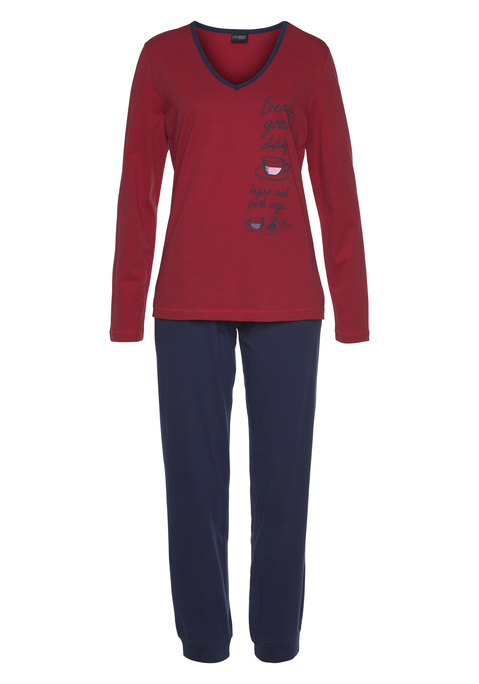 Bild: Pyjama von Vivance Dreams by Lascana: Pyjama mit seitlichem Frontdruck aus 100% Baumwolle. Graumeliert aus 90% Baumwolle , 10% Polyester. Mit jedem Kauf eines Artikels aus Cotton made in Africa untestützt Du die Initiative.