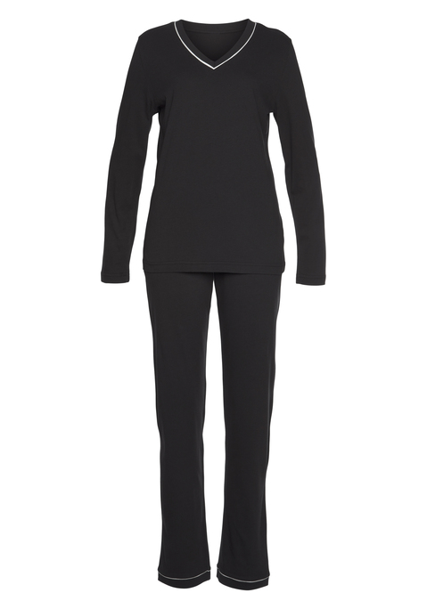 Bild: Pyjama von Vivance Dreams by Lascana: Eleganter Pyjama von Lascana aus weichem Single Jersey aus 50% Baumwolle, 50% Modal. Mit jedem Kauf eines Artikels aus Cotton made in Africa untestützt Du die Initiative.
