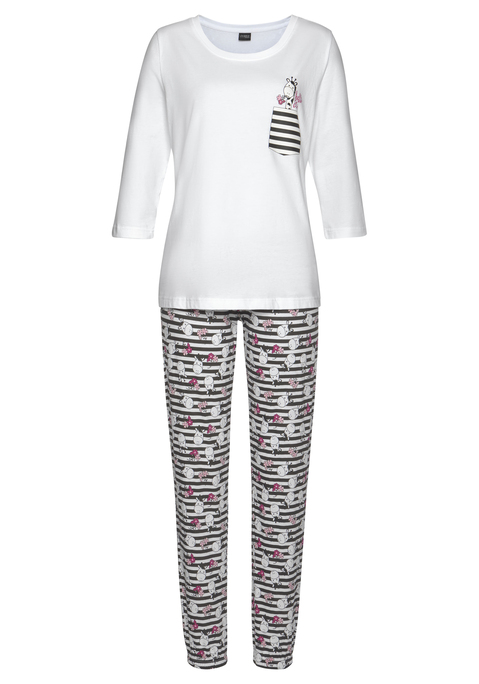 Bild: Pyjama von Vivance Dreams by Lascana: Verspielter Pyjama mit Giraffenprint aus weiche Single Jersey-Qualität aus Baumwolle. Mit jedem Kauf eines Artikels aus Cotton made in Africa untestützt Du die Initiative.