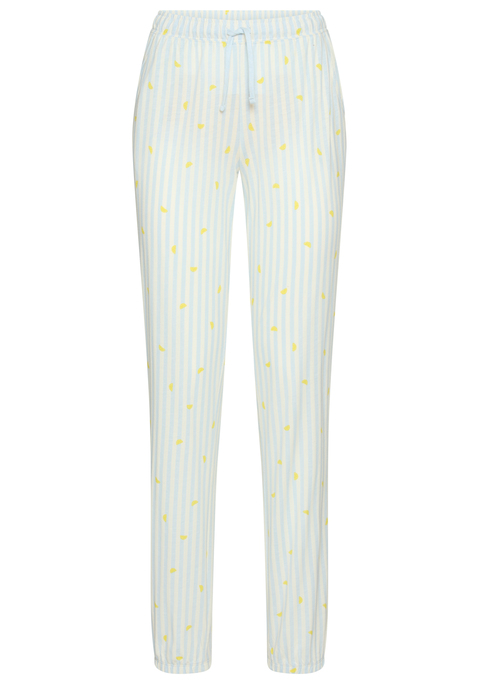 Bild: Pyjamahose von Vivance Dreams by Lascana: Lange Pyjamahose von Vivance Dreams. Mit Streifen- und Früchtedruck. Elastischer Bund mit Bindeband. Eingrifftaschen. Schmale Beinform. Angenehme Jerseyqualität.