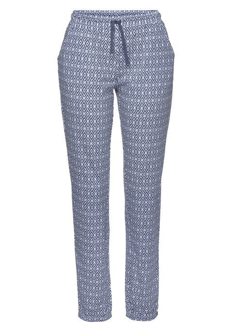Bild: Pyjamahose von Vivance Dreams by Lascana: Lange Pyjamahose von Vivance Dreams. Schmaler Schnitt mit Allover-Print. Bequeme Passform mit elastischem Tunnelzugbund, praktischen Eingriffstaschen und elastischen Bündchen an den Beinsäumen. Vielseitig kombinierbar. Weiche Single-Jersey-Qualität aus 50% Baumwolle, 50% Viskose.