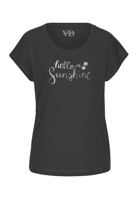 Bild: Pyjamaoberteil von Vivance Dreams by Lascana: Bequem geschnittenes Schlafshirt von Vivance Dreams mit hübschem Frontprint. Rundhalsausschnitt und angeschnittene Ärmel. Weiche Jerseyware aus 50% Baumwolle, 50% Viskose.