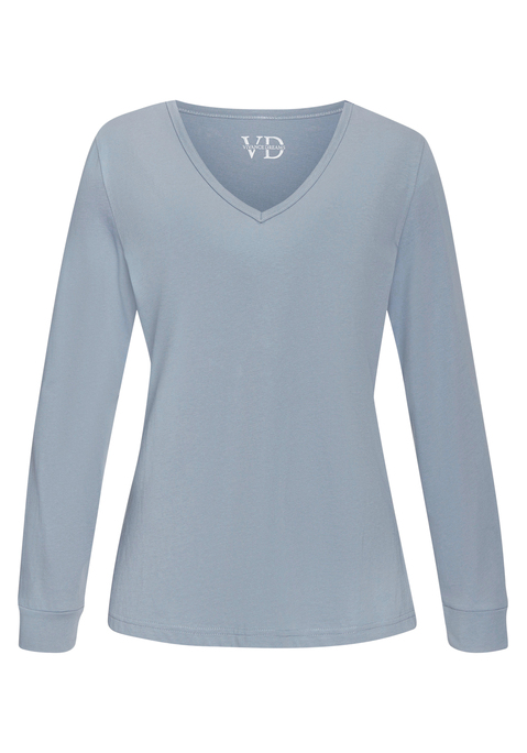 Bild: Pyjamaoberteil von Vivance Dreams by Lascana: Schlafshirt von Vivance Dreams. V-Ausschnitt. Lange Ärmel. Trageangenehme Qualität.