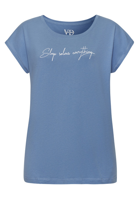 Bild: Pyjamaoberteil von Vivance Dreams by Lascana: Gemütliches Schlafshirt von Vivance Dreams. Highlight: der kleine Frontprint. Rundhalsausschnitt. Legerer Schnitt für eine erholsame Nacht. Single-Jersey aus trageangenehmem Baumwollmix.
