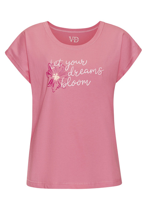 Bild: Pyjamaoberteil von Vivance Dreams by Lascana: Schlafshirt von Vivance Dreams. Mit schönem Print vorn. Rundhalsausschnitt. Kurze Ärmel. Trageangenehmer Baumwoll-Jersey.