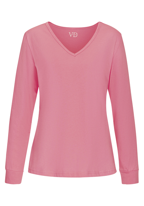 Bild: Pyjamaoberteil von Vivance Dreams by Lascana: Schlafshirt von Vivance Dreams. V-Ausschnitt. Lange Ärmel. Trageangenehme Qualität.