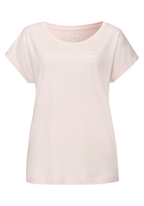 Bild: Pyjamaoberteil von Vivance Dreams by Lascana: Gemütliches Schlafshirt von Vivance Dreams. Highlight: der kleine Frontprint. Rundhalsausschnitt. Legerer Schnitt für eine erholsame Nacht. Single-Jersey aus trageangenehmem Baumwollmix.