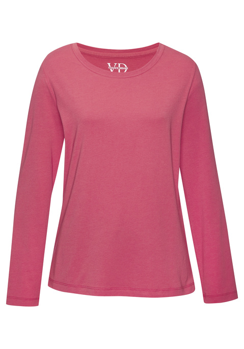 Bild: Pyjamaoberteil von Vivance Dreams by Lascana: Schönes Langarmshirt von Vivance Dreams mit hohem Komfortfaktor. Mit Rundhalsausschnitt. Single-Jersey-Qualität aus einer Mischung aus Baumwolle und Viskose.