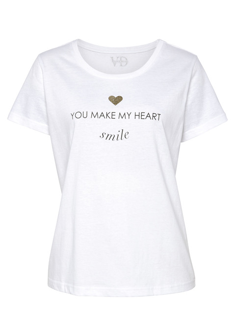 Bild: Pyjamaoberteil von Vivance Dreams by Lascana: T-Shirt mit Rundhalsausschnitt und schönem Frontprint in angenehmer Qualität aus 100% Baumwolle.
