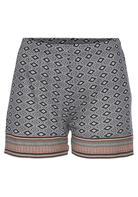 Bild: Pyjamashorts von Vivance Dreams by Lascana: Shorts von Vivance Dreams. Im schönen Ethno-Muster mit Kontrastblende. Angenehme Passform mit elastischem Bund und kurzem, geraden Bein. Vielseitig kombinierbar. Weiche Single-Jersey-Qualität aus Viskose.