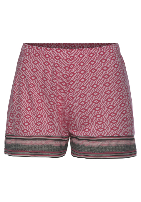 Bild: Pyjamashorts von Vivance Dreams by Lascana: Shorts von Vivance Dreams. Im schönen Ethno-Muster mit Kontrastblende. Angenehme Passform mit elastischem Bund und kurzem, geraden Bein. Vielseitig kombinierbar. Weiche Single-Jersey-Qualität aus Viskose.