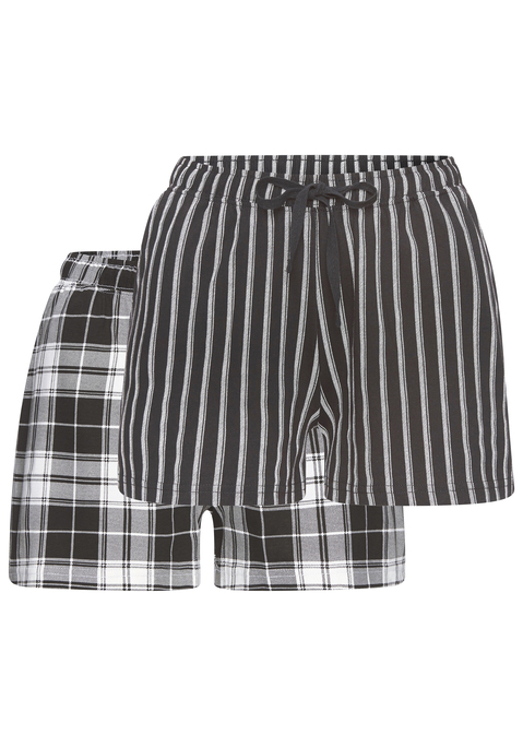 Bild: Pyjamashorts von Vivance Dreams by Lascana: Pyjamashorts im Doppelpack von Vivance Dreams. Allover gemustert. Elastischer Tunnelzugbund. Eingrifftaschen. Single Jersey Qualität aus Baumwolle.