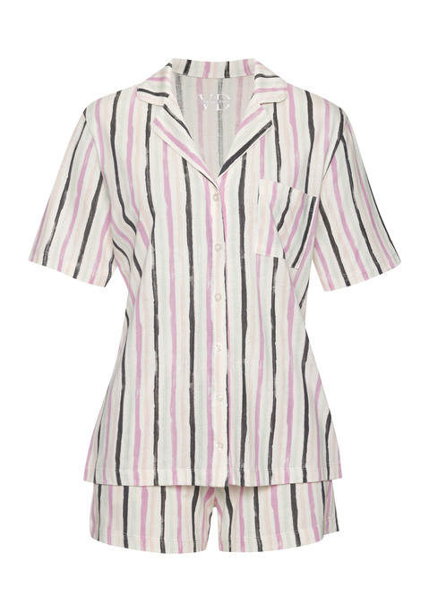 Bild: Shorty von Vivance Dreams by Lascana: Klassisch geschnittener kurzer Pyjama von Vivance Dreams mit Reverskragen, aufgesetzter Brusttasche und durchgehender Knopfleiste. Shorts mit seitlichen Eingrifftaschen und Tunnelzugbund. Angenehme Qualität.