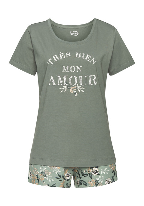 Bild: Shorty von Vivance Dreams by Lascana: Kesser Shorty von Vivance Dreams. Rundhalsshirt mit kurzen Ärmeln und Print vorn. Shorts im Allover-Blumenprint mit bequemem elastischem Tunnelzugbund und praktischen Eingrifftaschen. Single-Jersey aus angenehm weicher Baumwoll-Viskose-Mischung aus 0% Baumwolle, 50% Viskose.
