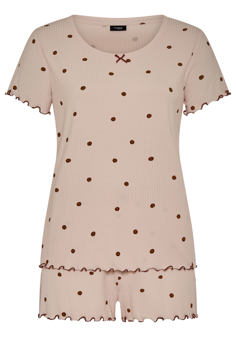 Bild: Shorty von Vivance Dreams by Lascana: Hübscher Shorty von Vivance Dreams. Geripptes Material mit Babylock-Nähten. T-Shirt mit Rundhalsausschnitt, Shorts mit Elastikbund. Trageangenehme Qualität mit Viskose.