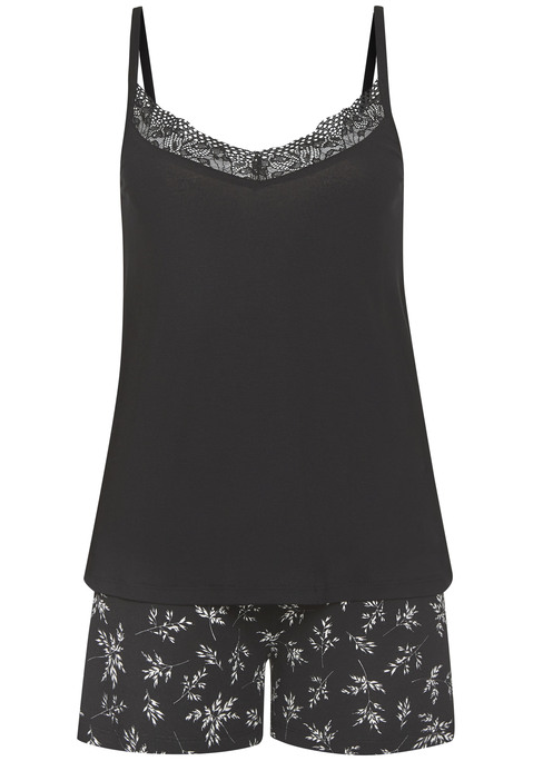 Bild: Shorty von Vivance Dreams by Lascana: Shorty von Vivance Dreams. Top mit Spitzenbesatz am V-Ausschnitt und verstellbaren Trägern. Shorts mit floralem Alloverdruck und elastischem Gummizugbund. Trageangenehme Viskosequalität.