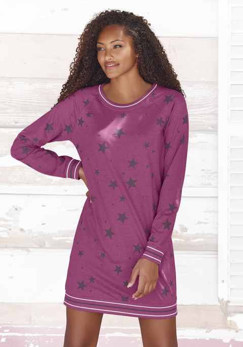 Bild: Sleepshirt von Vivance Dreams by Lascana: WB#OT4-9SD8012021-VD Sternedruck