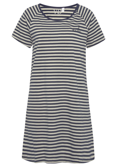 Bild: Sleepshirt von Vivance Dreams by Lascana: Bigshirt von Vivance Dreams. Mit Streifenmuster und dezenter Wording-Stickerei. Bequemer Schnitt mit kurzen Raglanärmeln und Rundhalsausschnitt. Weiche Single-Jersey-Qualität aus Baumwolle.