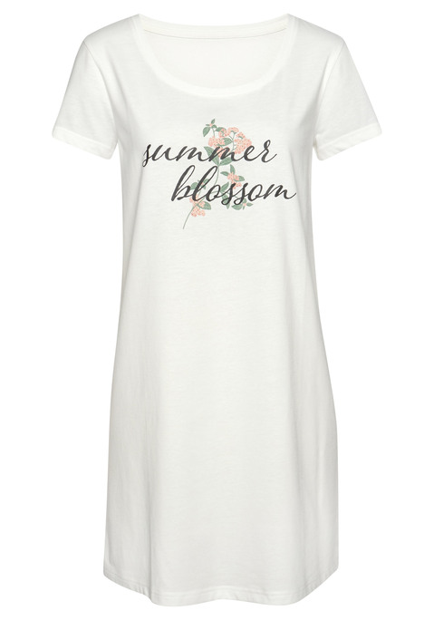 Bild: Sleepshirt von Vivance Dreams by Lascana: Bigshirt mit floralem Frontdruck aus  weicher Single Jersey-Qualität aus 60% Baumwolle, 40% Polyester. Mit jedem Kauf eines Artikels aus Cotton made in Africa untestützt Du die Initiative.