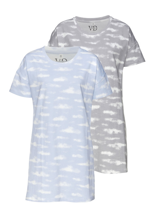 Bild: Sleepshirt von Vivance Dreams by Lascana: Bigshirts im Doppelpack aus 95% Baumwolle, 5% Elasthan. Mit jedem Kauf eines Artikels aus Cotton made in Africa untestützt Du die Initiative