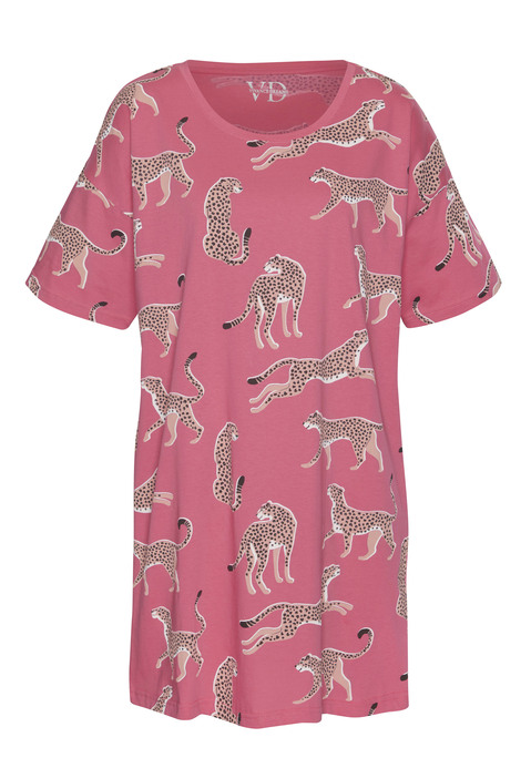 Bild: Sleepshirt von Vivance Dreams by Lascana: Bequemes Bigshirt von Vivance Dreams mit Allover-Animalprint. Rundhalsausschnitt und überschnittene Schulternähte. Bequeme Passform. Angenehm weicher, pflegeleichter Baumwoll-Mix-Jersey aus 60% Baumwolle, 40% Polyester.