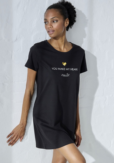 Bild: Sleepshirt von Vivance Dreams by Lascana: Sleepshirt mit Rundhalsausschnitt und schönem Frontprint in angenehmer Qualität aus 100% Baumwolle.