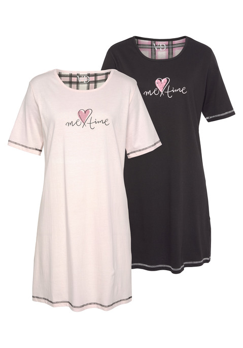 Bild: Sleepshirt von Vivance Dreams by Lascana: Doppelpack Sleepshirt mit süßem Frontprint in angenehmer Qualität aus 100% Baumwolle.