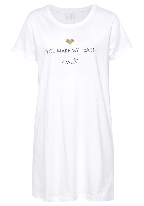 Bild: Sleepshirt von Vivance Dreams by Lascana: Sleepshirt mit Rundhalsausschnitt und schönem Frontprint in angenehmer Qualität aus 100% Baumwolle.