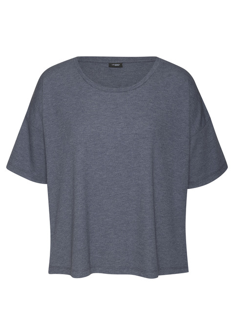 Bild: T-Shirt von Vivance Dreams by Lascana: Lässiges Lounge-Shirt von Vivance Dreams. Weiter Rundhalsausschnitt mit Abschluss. Lockere Passform. Pflegeleichte, elastische Feinripp-Qualität mit Viskoseanteil.