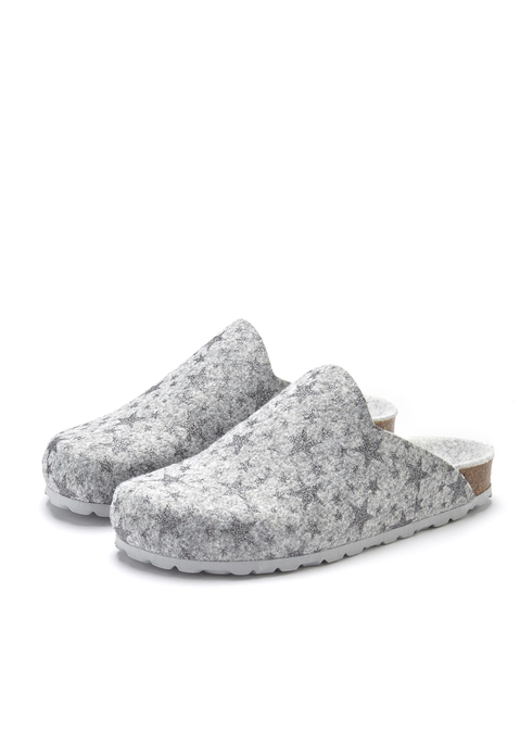 Bild: Hausschuh von Vivance Dreams: Hausschuhe-Clog aus Filz mit Sternen von VIVANCE. Made in Spain. Obermaterial, Futter und Decksohle aus Textil, Laufsohle aus Synthetik.