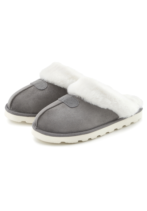 Bild: Pantolette von Vivance Dreams: Hausschuhe VEGAN on VIVANCE DREAMS. Obermaterial aus Microfaser und Fellimitat. Futter und Decksohle aus Fellimitat. Laufsohle aus Synthetik.