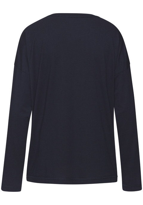 Bild: Langarmshirt von Vivance Dreams: Langarmshirt mit Love-Aufdruck und R.undhalsausschnitt.  Überschnittene Schultern. Weit geschnitten. Aus 50% Baumwolle, 50% Viskose.