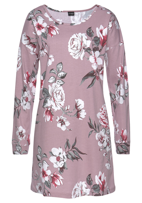 Bild: Nachthemd von Vivance Dreams: Kurzes Nachthemd mit schönem Blumen-Alloverdruck aus weicher Single Jersey-Qualität aus Baumwolle. Mit jedem Kauf eines Artikels aus Cotton made in Africa untestützt Du die Initiative.