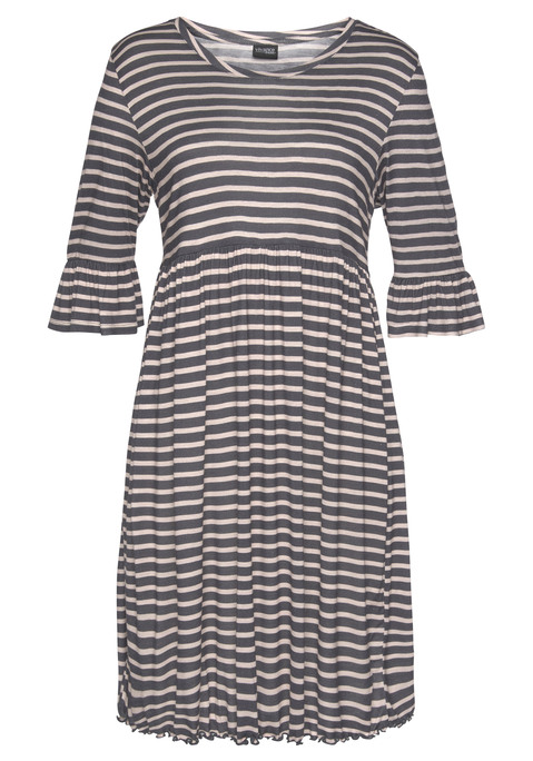 Bild: Nachthemd von Vivance Dreams: Nachthemd mit allover Print, Rundhalsausschnitt und gekräuselte Säume. Kleine Raffung in der Taille. Angenehme Viskosequalität.