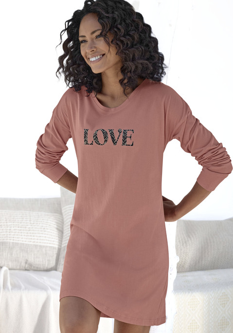 Bild: Nachthemd von Vivance Dreams: Nachthemd mit langen Ärmeln und Frontprint. Angenehme Qualität aus 100% Baumwolle..