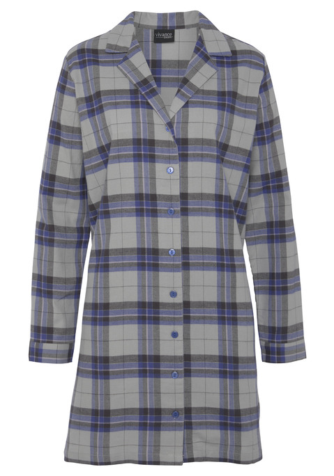 Bild: Nachthemd von Vivance Dreams: Klassisches Flanellnachthemd von Vivance Dreams mit Reverskragen und durchgehender Knopfleiste. Weiche Qualität aus Baumwolle.