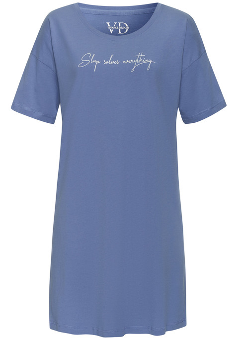 Bild: Nachthemd von Vivance Dreams: Bequemes Nachthemd von Vivance Dreams mit kleinem Frontdruck. Klassischer Rundhalsausschnitt und kurze Ärmel. Bequeme, lockere Passform, ideal für entspannte Nächte. Aus angenehmer Baumwoll-Viskose-Qualität.