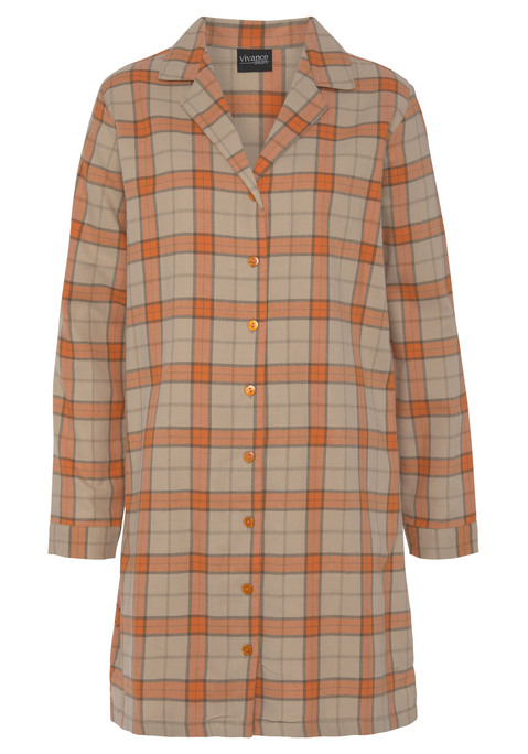 Bild: Nachthemd von Vivance Dreams: Klassisches Flanellnachthemd von Vivance Dreams mit Reverskragen und durchgehender Knopfleiste. Weiche Qualität aus Baumwolle.