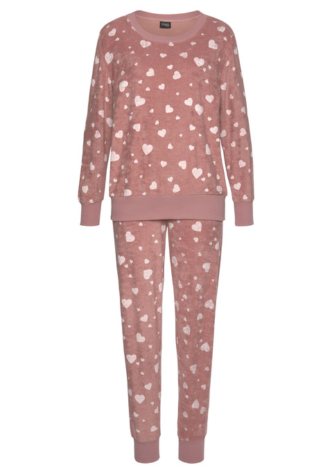 Pyjama von VIVANCE DREAMS in altrosa-weiß-allover-gemustert