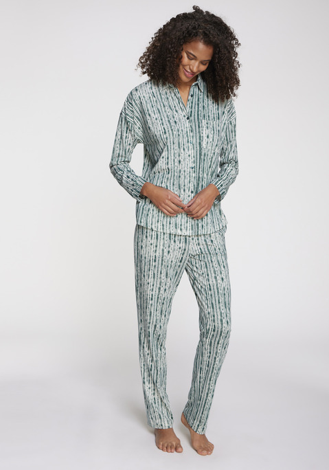 Bild: Pyjama von Vivance Dreams: Klassischer Pyjama von Vivance Dreams mit schönem Streifenmuster. Mit durchgehender Knopfleiste und Brusttasche. Hose mit Eingrifftaschen. Aus einer angenehmen Mischung aus Baumwolle und Viskose.