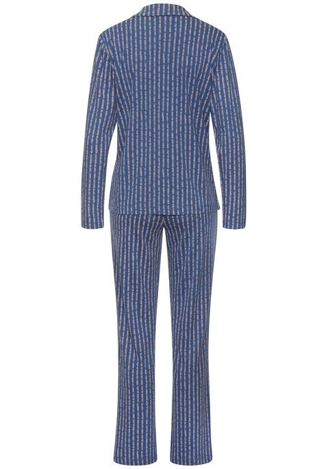 Bild: Pyjama von Vivance Dreams: Klassischer, langer Pyjama von Vivance Dreams. Oberteil mit Reverskragen und aufgesetzter Brusttasche. Schlafanzughose mit Eingrifftaschen und Gummizugbund mit Bindeband. Komfortable Qualität aus Baumwolle und Viskose.