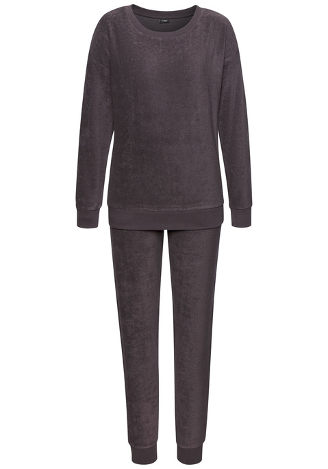 Bild: Pyjama von Vivance Dreams: Angenehmer Pyjama von Vivance Dreams. Langärmeliges Oberteil mit Rundhalsausschnitt. Bequeme, lange Hose mit Gummizugbund. Angesetzte Bündchen an den Ärmeln und Beinen. Weiche Frotteequalität.